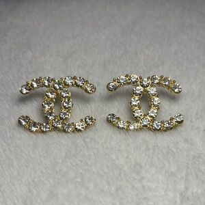Elegant Gold and Silver Crystal Logo Earrings